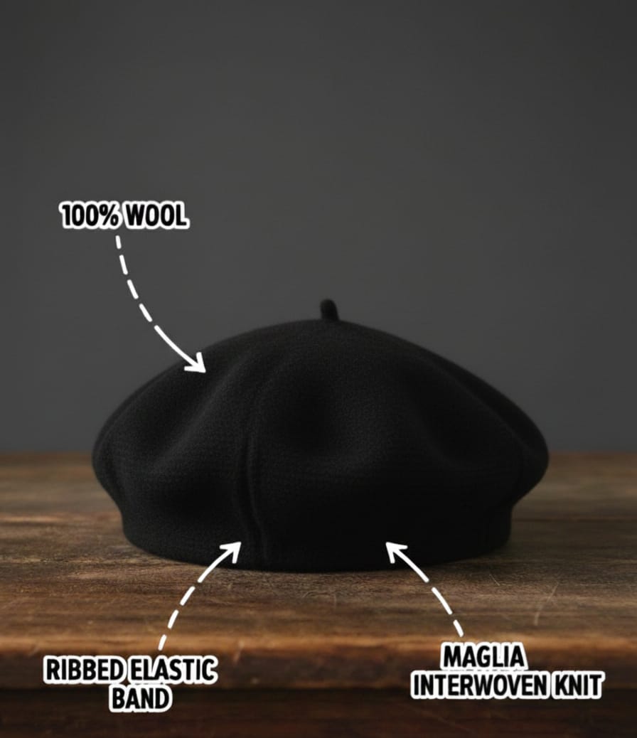 Knitted Nude-Pink French Beret | Café Chic Look